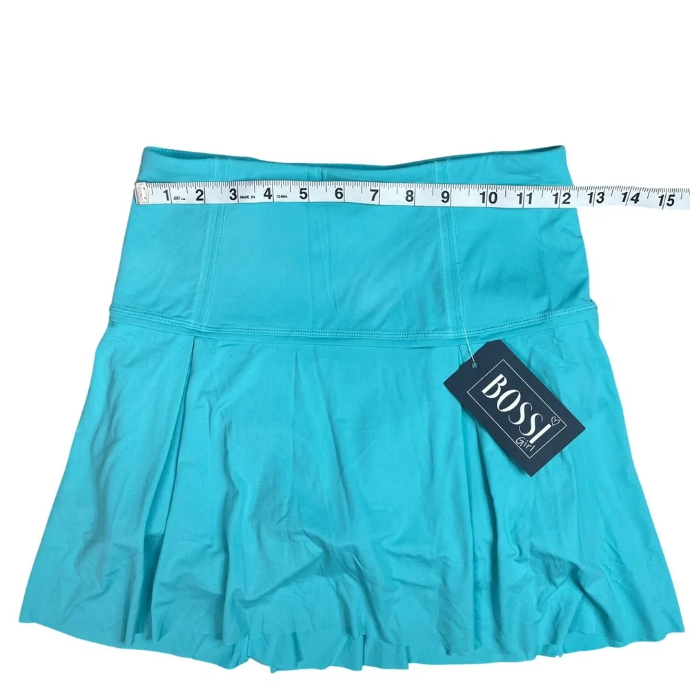 BOSSI‎ GIRL Ashby Skirt Turquoise Blue Pleated Athletic Tennis Golf Skort Medium